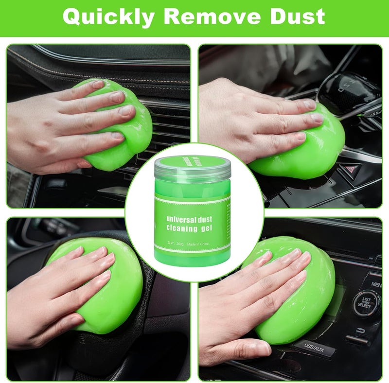 Viewsun Green Windshield Cleaner Tool, 17Pcs Car Interior Cleaning Kit, Detailing Kit Interior Cleaner, Car Detailing Brushes, Cleaning Gel, Inside Cleaning Accessories for Trucks, SUVs, RVs Window - Image 5